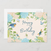 Verjaardag Waterverf Hydrangea Bloemen Briefkaart (Voorkant / Achterkant)