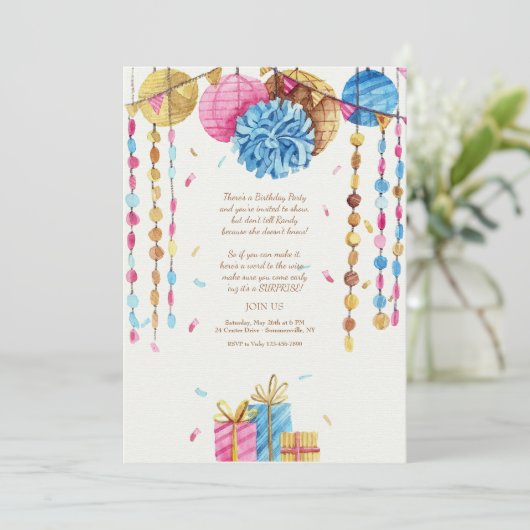 Verjaardag Waterverf Kaart (Staand voorkant)