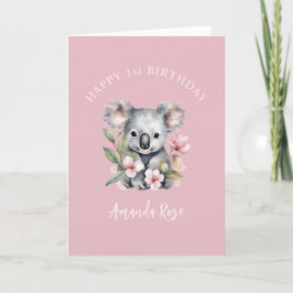 Verjaardag Waterverf Koala Eerste Verjaardag Bedankkaart