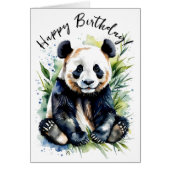 Verjaardag Waterverf Panda Beer Blank Inside (Voorkant)