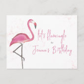Verjaardag Waterverf Pink Flamingo Typografie Briefkaart (Voorkant)