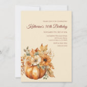 Verjaardag-Waterverf Pompoen en Bloemen- Kaart (Voorkant)