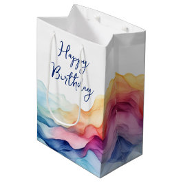 Verjaardag Waterverf regenboog golven Medium Cadeauzakje