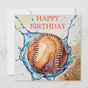 Verjaardag Waterverf Spetterende Honkbal Fans Kaart