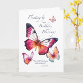 Verjaardag Waterverf vlinders Kaart (Gele Bloem)