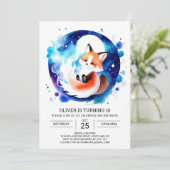 Verjaardag Waterverf Vos Bewerkbaar Kaart (Staand voorkant)