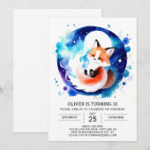 Verjaardag Waterverf Vos Bewerkbaar Kaart (Voorkant / Achterkant)