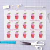 Verjaardag Watervlek Aardbei Cupcake Tissuepapier (Craft)