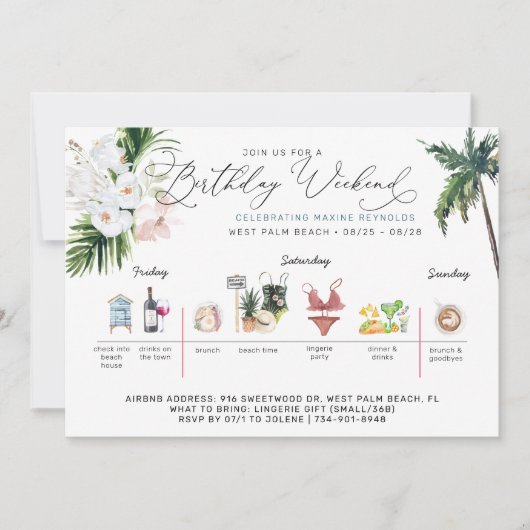 Verjaardag Weekend Route | Palm Beach Kaart (Voorkant)