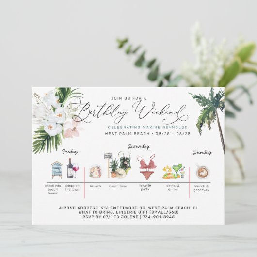 Verjaardag Weekend Route | Palm Beach Kaart (Staand voorkant)