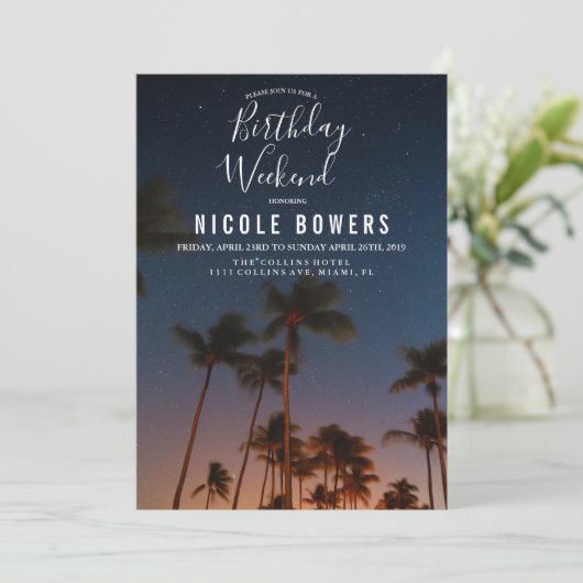 Verjaardag Weekend Tropische uitnodiging (Staand voorkant)