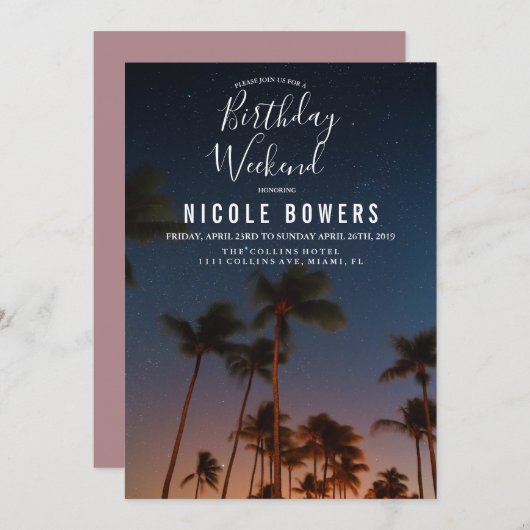 Verjaardag Weekend Tropische uitnodiging (Voorkant / Achterkant)