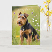 Verjaardag Welsh Terrier Kaart (Gele Bloem)