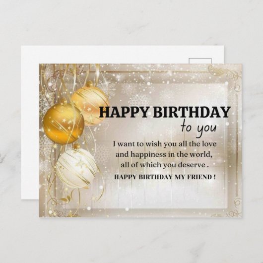 VERJAARDAG WENS KAART (Voorkant / Achterkant)