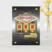 Verjaardag Wenskaart casinothema met slots en Kaart (Gele Bloem)