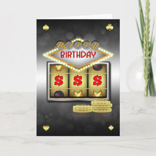Verjaardag Wenskaart casinothema met slots en Kaart