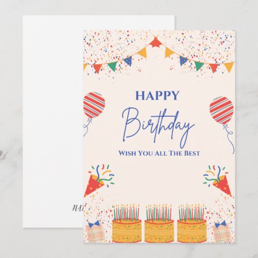 VERJAARDAG WENSKAART KAART (Voorkant / Achterkant)