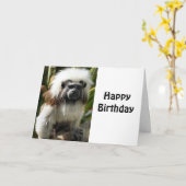 Verjaardag wenskaart, met schattig aapje kaart (Gele Bloem)