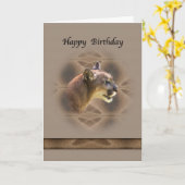 Verjaardag Wenskaart van Cougar Kaart (Gele Bloem)