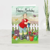 Verjaardag wenskaart van de tuinman