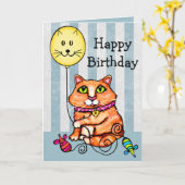 Verjaardag Wenskaart voor kattenliefhebbers Kaart (Gele Bloem)