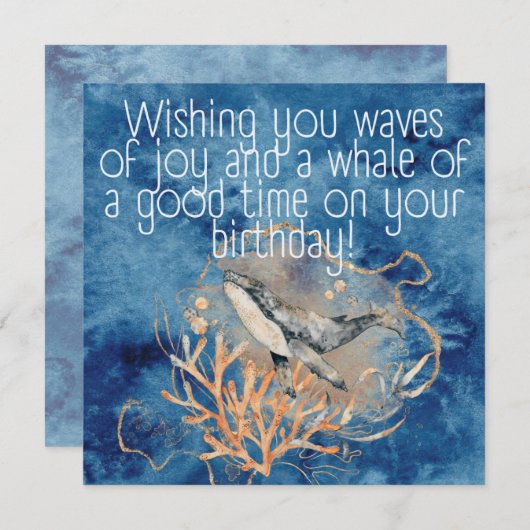 Verjaardag wenskaart Wensen u golven van vreugde! Feestdagenkaart (Voorkant / Achterkant)