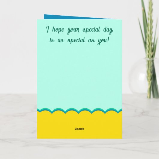 Verjaardag wenst dochter blauw groen kaart (Achterkant)