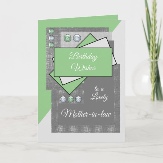 Verjaardag wenst een mooie schoonmoeder groen kaart (Voorkant)