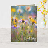 Verjaardag Whimsy Wildflower Kaart (Gele Bloem)