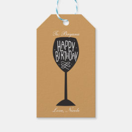 VERJAARDAG Wijn Glas ELKE KLEUR Cadeaubijsluiter Cadeaulabel