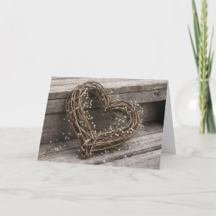 Verjaardag Wijnstok Hart Krans met Baby's Breath Kaart