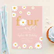 VERJAARDAG Wild Boho Roze Daisy 4 jaar