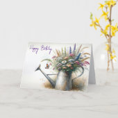 Verjaardag Wildbloemen in oude waterkan Kaart (Gele Bloem)