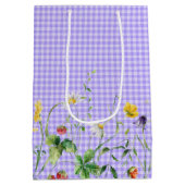 Verjaardag Wildbloemen op Paarse Gingham Medium Cadeauzakje (Achterkant)