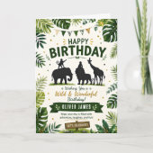 Verjaardag Wilde Jungle Dieren Kaart (Voorkant)