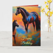 Verjaardag wilde paarden kaart (Gele Bloem)