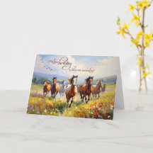 Verjaardag Wilde Paarden Weide met Wilde Bloemen