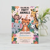 Verjaardag Wilde Safari Dieren Kaart (Staand voorkant)