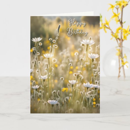 Verjaardag Wildflower Meadow Kaart (Gele Bloem)