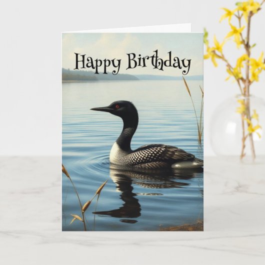 Verjaardag Wildlife Common Loon Bird Natuur Kaart (Gele Bloem)