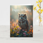 Verjaardag Wildlife Owl Bird Natuur Kaart (Gele Bloem)
