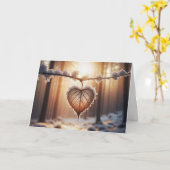 Verjaardag Winter Heart Leaf in een bos Kaart (Gele Bloem)