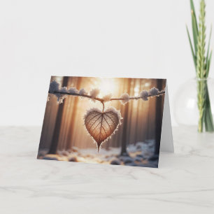 Verjaardag Winter Heart Leaf in een bos Kaart