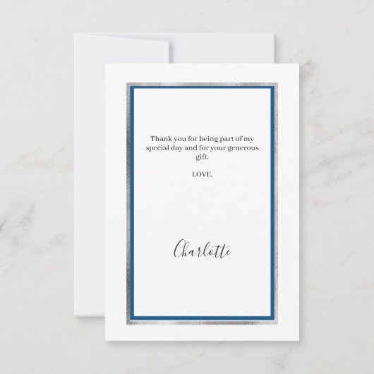 Verjaardag wit blauw elegant bedankkaart (Achterkant)