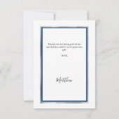 Verjaardag wit blauw foto bedankkaart (Achterkant)