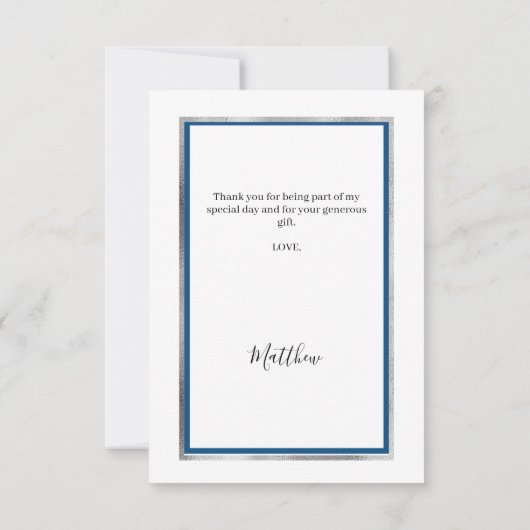 Verjaardag wit blauw foto bedankkaart (Achterkant)