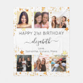 Verjaardag wit goud vrienden foto collage fleece deken (Voorkant)