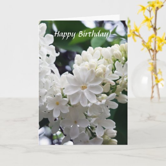 Verjaardag Wit Lila Kaart (Gele Bloem)