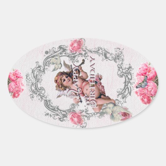 Verjaardag - wit linnen - Sticker (Voorkant)