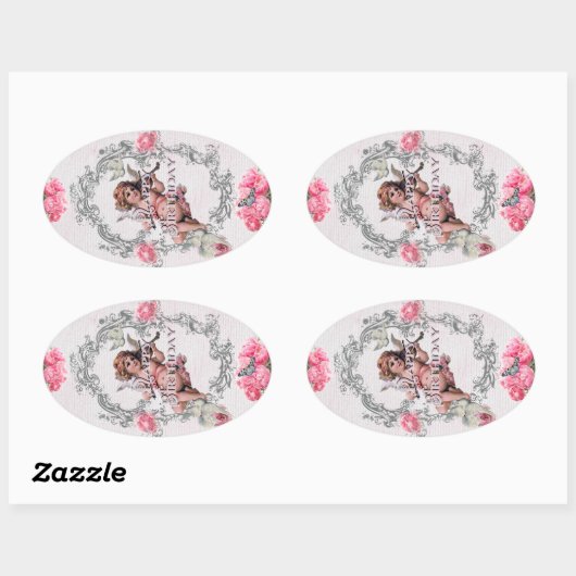 Verjaardag - wit linnen - Sticker (Vel)